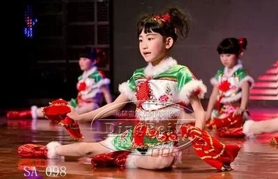 幼儿六一表演服装舞台服 儿童节民族舞蹈服装 女童少儿演出服批发