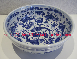 景德镇陶瓷青花大碗水煮鱼汤碗和面盆面碗鱼缸正德汤碗10寸12寸