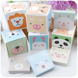 韩国文具yoofun 可爱动物 魔方式盒装款便签本便条本