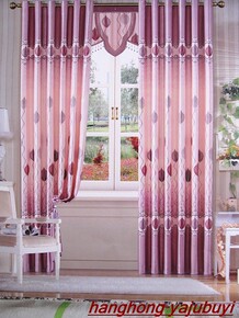 现代中式条纹双面印花叶子半遮光布客厅卧室遮光窗帘成品定制特价