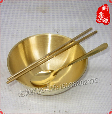 纯铜碗铜筷子铜勺子一套铜器餐具防治白癜风厂家批发特价包邮