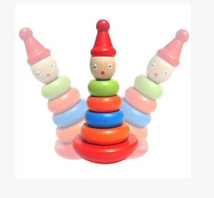 儿童木制玩具 小丑塔 不倒翁 叠叠乐 彩虹塔套塔 婴幼儿益智玩具