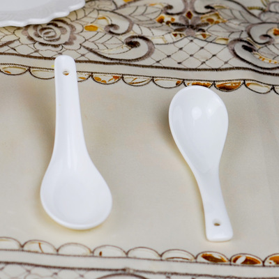 骨瓷小汤勺纯白色饭店酒店吃饭用勺餐具专用汤匙勺子陶瓷调羹批发