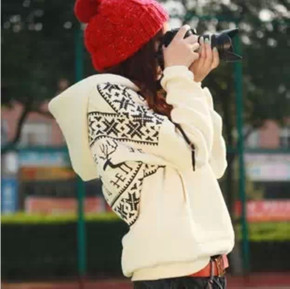 2015秋冬季韩版加厚加绒连带帽卫衣女装学生套头衫上衣休闲外