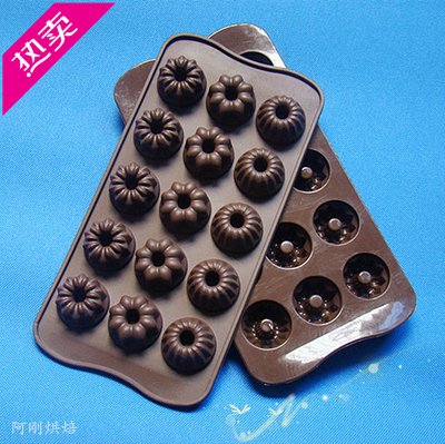 热卖DIY烘焙模具15连花形巧克力模具硅胶蛋糕饼干模型手工皂 批发