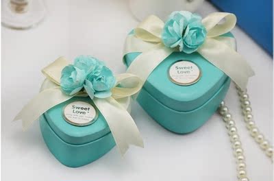 2015新款 蓝色 欧式喜糖盒 马口铁盒子 创意婚庆高档心形喜糖包装