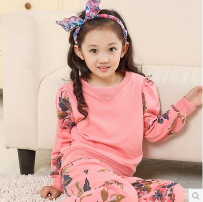 童装女童春秋装 2015新款潮碎花长袖2件套韩版儿童中大童运动套装