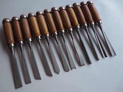 12PC套装木工雕刻刀（木柄）/木雕刀一字雕花凿木刻刀带工具袋