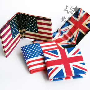 双12对折手工创意布钱包英国美国国旗系列