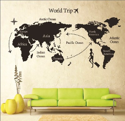 宿舍寝室墙壁装饰贴画 世界旅行地图墙贴纸 办公室墙装饰贴画包邮