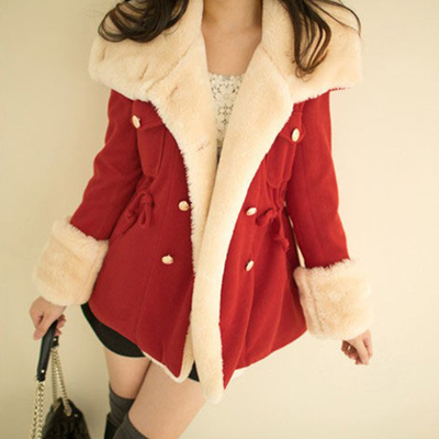 2012冬季新款糖果色羊绒毛呢外套韩版女装保暖棉服 棉袄 棉衣上衣