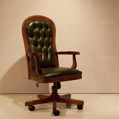 韩式家具 简约风格 可定做 P2821职员椅 办公椅 转椅 实木真皮椅