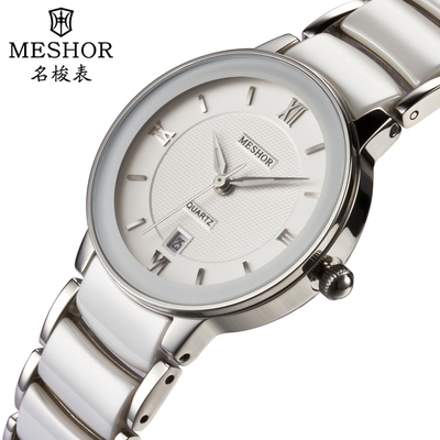 瑞士品牌正品名梭表高档休闲女士石英表 高贵时尚陶瓷女表腕表