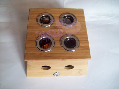 精致竹制四孔(正方形) 温灸盒/艾灸盒/温灸器 四孔艾灸盒