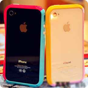 小蛮腰 iPhone4 塑料撞色边框壳 DEFF 苹果4手机壳 4s烤漆外壳