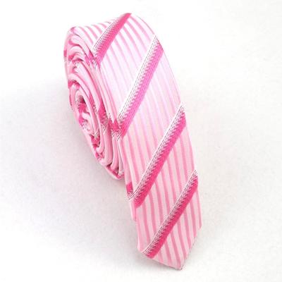 旗彤 男士小领带 韩版窄版休闲 粉红色学生 正装3.5cm条纹A02