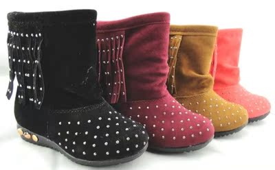[年末清仓]女童靴子 儿童保暖靴 时尚流苏 马靴 中大童冬靴
