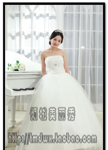 特价2013年新款时尚新娘高档网纱齐地婚纱 结婚 婚礼 白色