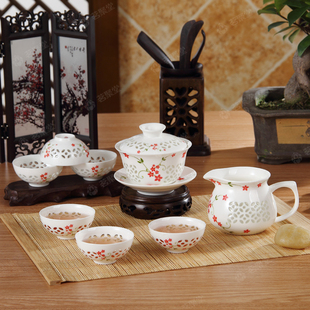 整套茶具特价包邮 玲珑茶具套装 米通茶具 手绘茶器 缕空透明茶具