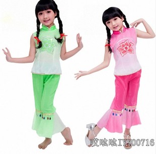 新款儿童舞蹈服装女童汉族秧歌舞演出服装少儿幼儿民族表演服装女