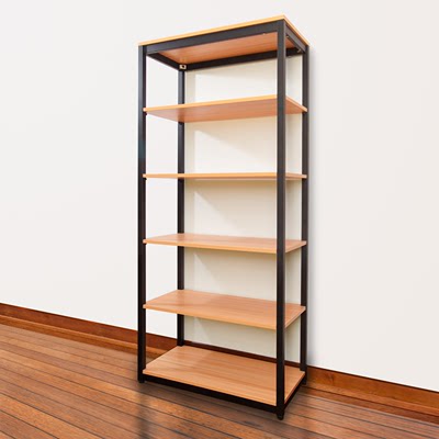 简易组装大容量钢木书架 现代简约落地置物架无印良品日式展示架