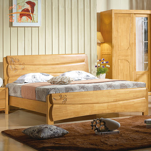 高档简约中式家具1.8米1.5米实木床双人床橡木床高箱储物床Y1815