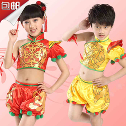 儿童舞蹈服演出服装财神娃娃中国娃娃男女肚兜灯笼舞蹈服表演服装