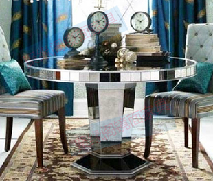 工厂直销  家居 圆形餐桌 镜面家具 玻璃咖啡桌 新古典 后现代