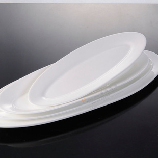 新款特价大鱼盘14寸-22寸 陶瓷汤盘菜盘创意长条纯白星级酒店餐具