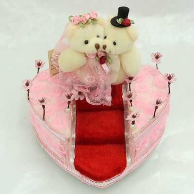 紫旭工艺 厂家直销 婚庆家居装饰 节日礼品 心形小熊 音乐盒 E215