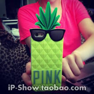 PINK维多利亚的秘密 甜美菠萝iphone5/5S手机壳苹果4s硅胶保护套