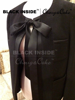 BLACK INSIDE 高级成衣定制 百搭胸口蝴蝶结收身口袋羊毛短外套