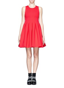 2015欧美风红色气质修身连衣裙明星广告同款大牌太空棉连衣裙