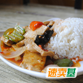 合肥外卖订餐 鲜辣鱼豆腐青椒木耳小炒套餐含米饭、12元/份