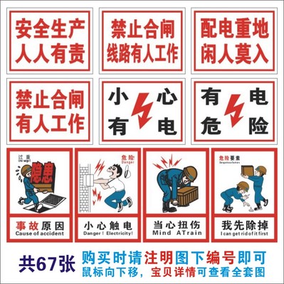 安全生产标识标志提示牌 禁止吸烟触摸 当心触电 有电危险订做