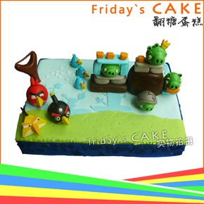 翻糖愤怒的小鸟 翻糖蛋糕 场景蛋糕 生日蛋糕 游戏蛋糕 定制蛋糕
