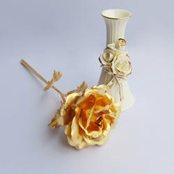 金玫瑰花 24k金箔玫瑰花配陶瓷花瓶送女友老婆创意七夕情人节礼物