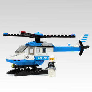 飞机 城市警车玩具 直升机 儿童益智拼插积木lego乐高式拼装玩具