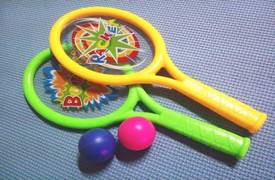 儿童户外体育玩具 亲子运动 儿童PVC面球拍配2粒圆球装
