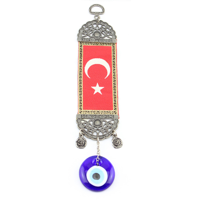 土耳其进口意大利穆拉诺玻璃蓝眼睛吊坠土耳其国旗布挂饰evil挂件