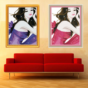 蒙娜丽莎正品红韵紫韵皇室最新款客厅卧室印花十字绣人物系列挂画
