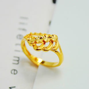 镀黄金24K戒指女士越南沙金新娘结婚仿真金首饰礼品 生日礼物欧币