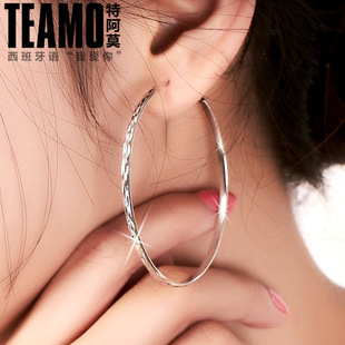 包邮S925银耳圈白银饰品圆耳环耳坠韩国时尚女个性夸张大简约气质