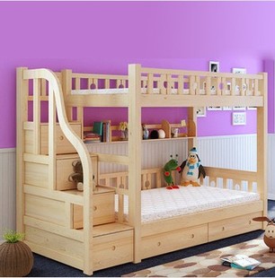 实木儿童床 上下铺床 高低床 子母床 双层床 松木床 梯柜床