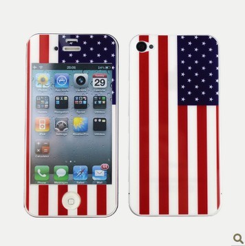 苹果手机膜4国旗贴膜全身彩膜iphone4s膜炫彩手机卡通膜裸片批发