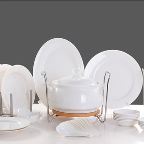 精品景德镇骨瓷餐具 纯白 高档礼品餐具56头套装碗盘碟 健康安全
