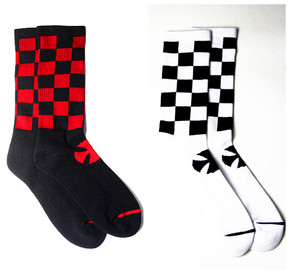 美国进口正品INDEPENDENT滑板桥品牌长筒袜复古黑白格子黑红格子