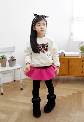 韩国儿童猫头纯棉卫衣纯色卡通T恤男女童百搭春新款时尚潮宝童装