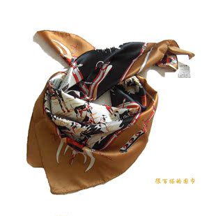 韩版 Jessi 金色/黑色 骑士 图案 方巾 丝巾 围巾