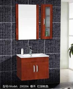 英梵卫浴0.6米挂柜 带镜柜 实木浴室柜 洗脸池陶瓷盆Z00206